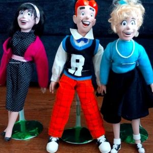 Archie Comic 18" Vintage Dolls -Collectables w/Individual Display Stands